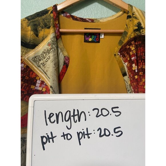 Vintage James World Women's Mustard Yellow Pattern Open Sweater Jacket Medium - Picture 10 of 10